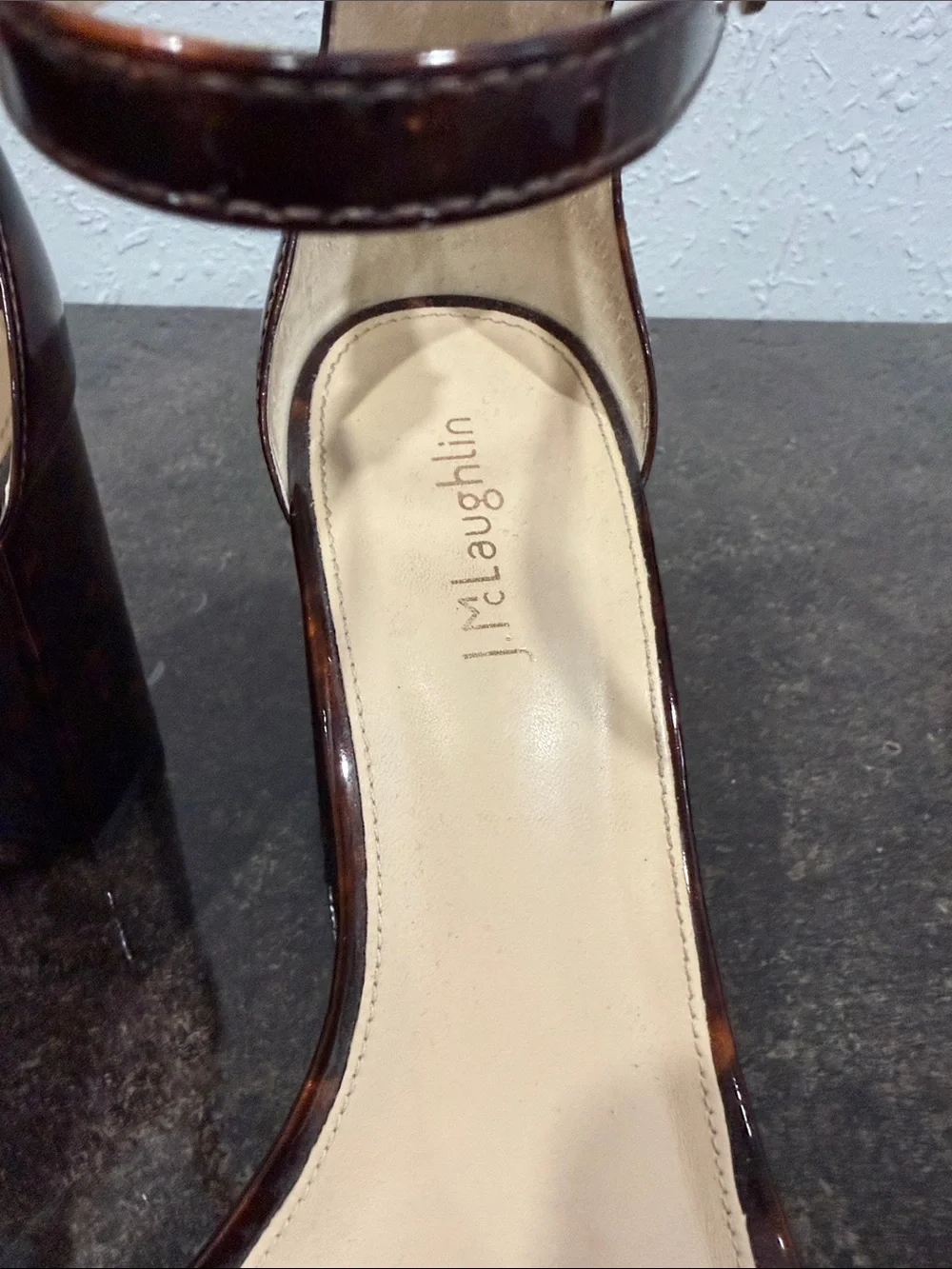 J. McLaughlin Esme Block Heel Sandals with Ankle Strap Size 11 Tortoise Preppy